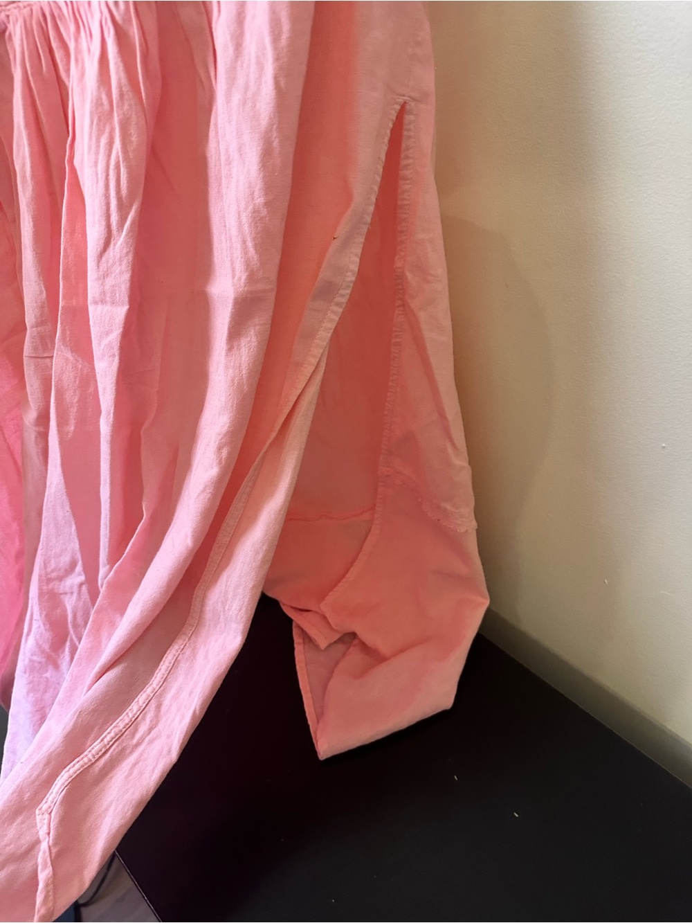 We The Free by Free People Pink Long Pintucked Ruffle Front Tunic Top NWT Sz L - Picture 14 of 15